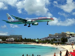 Hotel, Lądujący, Morze, Ludzie, Samolot, St Maarten, Plaża