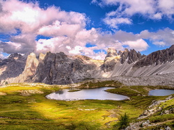 Alpy, Laghi Del Piani, Włochy, Dolomity, Góry, Jezioro