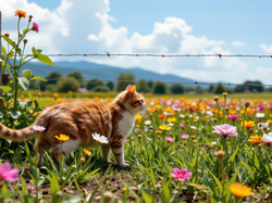 Rudy, Kot, Ogrodzenie, Łąka