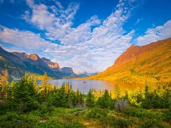 Stan Montana, Jezioro, Góry, Park Narodowy Glacier, Saint Mary Lake, Stany Zjednoczone