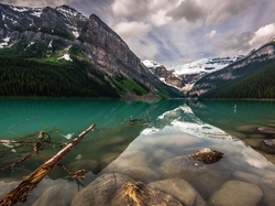 Patyki, Prowincja Alberta, Kamienie, Jezioro Lake Luise, Park Narodowy Banff, Kanada, Góry