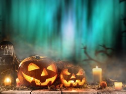 Lampion, Dynie, Halloween, Świece