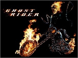 łańcuchy, motocykl, Ghost Rider, płonie