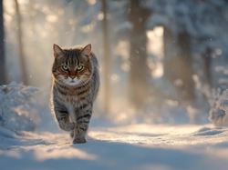 Kot, Las, Zima, Grafika AI