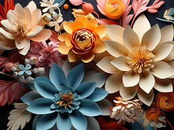 Grafika, Kwiaty, Pąki, Liście, Kolorowe, 2D