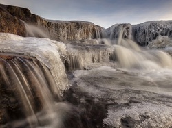 Lód, Skały, Szkocja, Wodospad Cauldron Falls