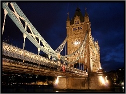 Londyn, Noc, Most, Tower Bridge