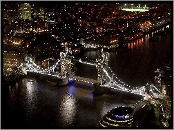 Londyn, Most, Oświetlony, Tower Bridge