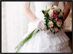 Kwiaty, Ślub, Suknia