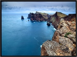 Klif, Półwysep Świętego Wawrzyńca, Wyspa Madera, Portugalia, Morze