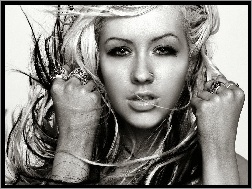 Makijaż, Portret, Christina Aguilera, Pierścionki