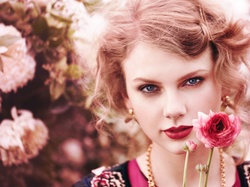 Makijaż, Taylor Swift, Kobieta, Kwiaty