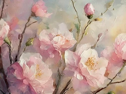 Obraz, Malarstwo, Różowo-białe, Kwiaty