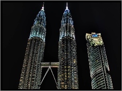 Malezja, Nocą, Petronas Towers, Kuala Lumpur