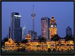 Malezja, Budynki, Kuala Lumpur, Światła