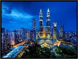 Noc, Malezja, Wieżowce