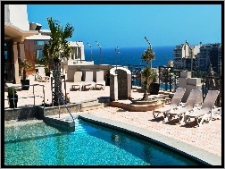 Malta, Basen, Hotel, Morze