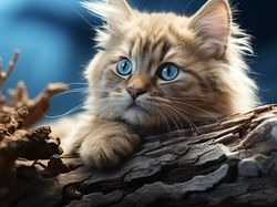 Błękitne, Mały, Kotek, Oczy, Kot