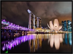 Marina Bay Sands, Woda, Miasto, Oświetlenie