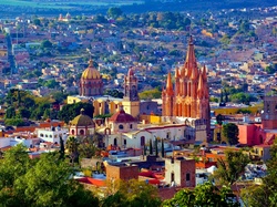 Z lotu ptaka, San Miguel De Allende, Panorama Miasta, Meksyk
