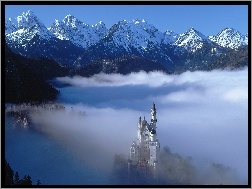 Mgła, Zamek, Zima, Góry, Neuschwanstein