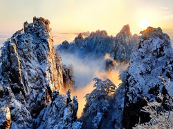 Mgła, Zima, Chiny, Góry Huang Shan