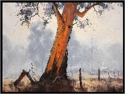Mgła, Drzewo, Malarstwo, Korzenie