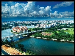 Miasta, Most, Rzeka, Singapur, Panorama