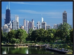 Miasta, Chicago, Wieżowce, Panorama