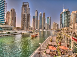Rzeka, Miasto, Dubaj, Zjednoczone Emiraty Arabskie, Drapacze Chmur