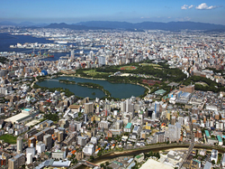 Miasto, Japonia, Fukuoka, Panorama