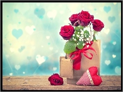 Miłosne, Kwiaty, Róże, Walentynki