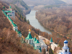 Ukraina, Monastyr, Swiatohirsk, Cerkiew, Klasztor, Ławra Świętogórska, Rzeka