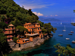 Liguria, Morze, Łódki Domy, Portofino, Włochy, Domy