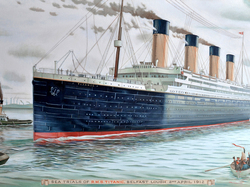 Titanic, Reprodukcja obrazu, Morze, Łódki, Parowiec
