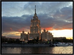 Moskwa, Niebo, Chmury, Hotel, Rosja, Ukraina
