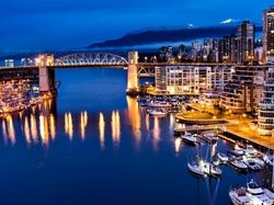 Most, Miasto, Vancouver, Kanada, Nocą