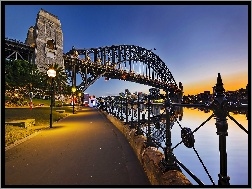 Most, Miasta, Sydney, Świt, Rzeka, Panorama