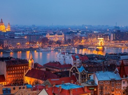 Most, Budapeszt, Węgry, Panorama, Rzeka, Miasta