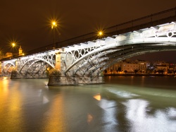 Sevilla, Most, Triana Bridge, Rzeka, Hiszpania, Guadalquivir