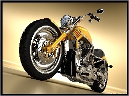 Motocykl, Chopper, Harley Davidson, Żółty