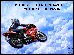 Napis, Motocykl, Chmury