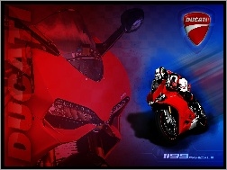Motocyklista., Czerwony, Ducati 1199 Panigale, Logo