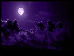 Niebo, Księżyc, Noc, Chmury