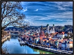 Niemcy, Miasta, Panorama, Rzeka, Passau