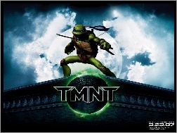Wojownicze Zółwie Ninja, miecz, chmury, dach, Teenage Mutant Ninja Turtles, księżyc