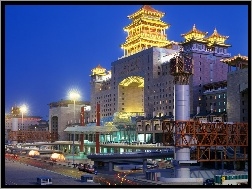Noc, Pekin, Chiny, Dworzec
