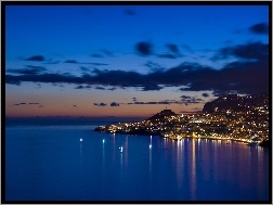 Noc, Morze, Zatoka, Funchal, Miasto
