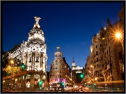 Noc, Hiszpania, Madryt, Miasto