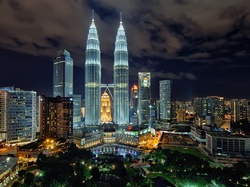 Noc, Kuala Lumpur, Malezja, Miasto